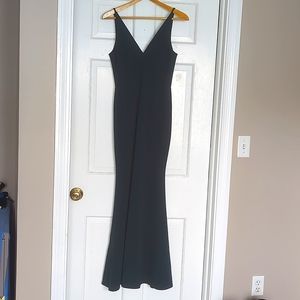BHLDN Anthropologie JONES V-neck Crepe Gown, Dark Green, Size 4
